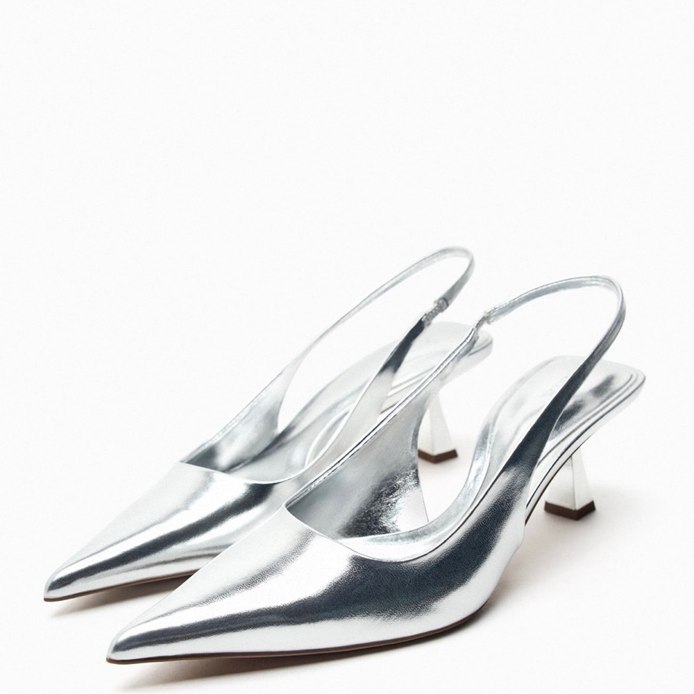 Zara metallic slingback heels